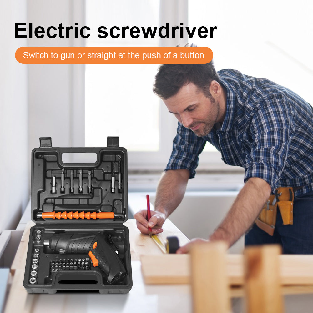 47PCS Electric Screwdriver Set – Power Drill with Rotating Handle, LED Light & Driver Bit Kit
