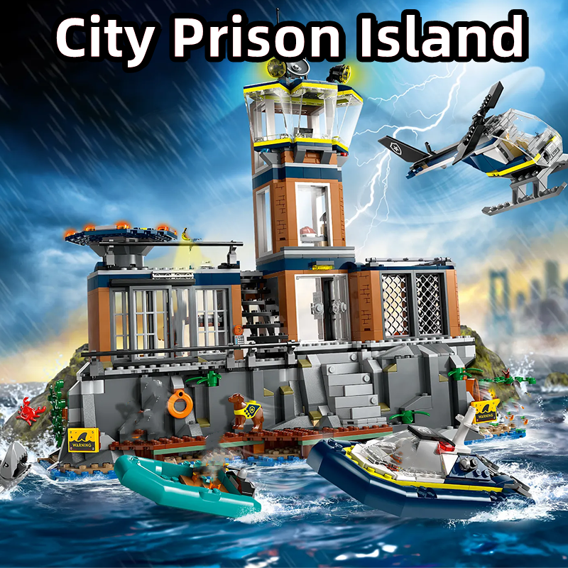 City Police Station Sea Prison Island Building Set