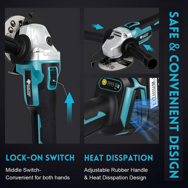 100/125mm 8500RPM Cordless Blue Angle Grinder
