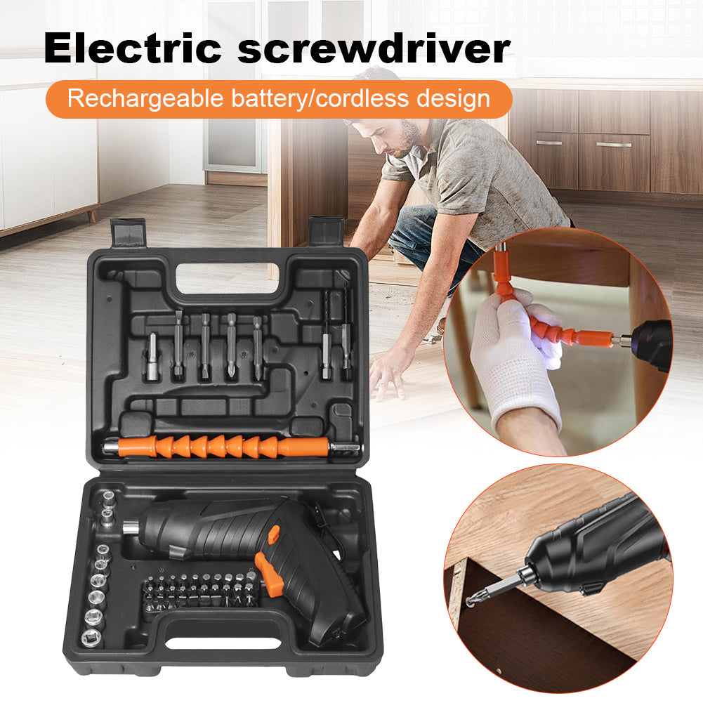 47PCS Electric Screwdriver Set – Power Drill with Rotating Handle, LED Light & Driver Bit Kit