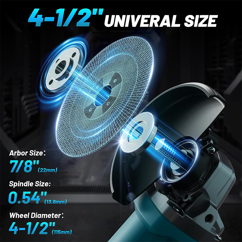 100/125mm 8500RPM Cordless Blue Angle Grinder