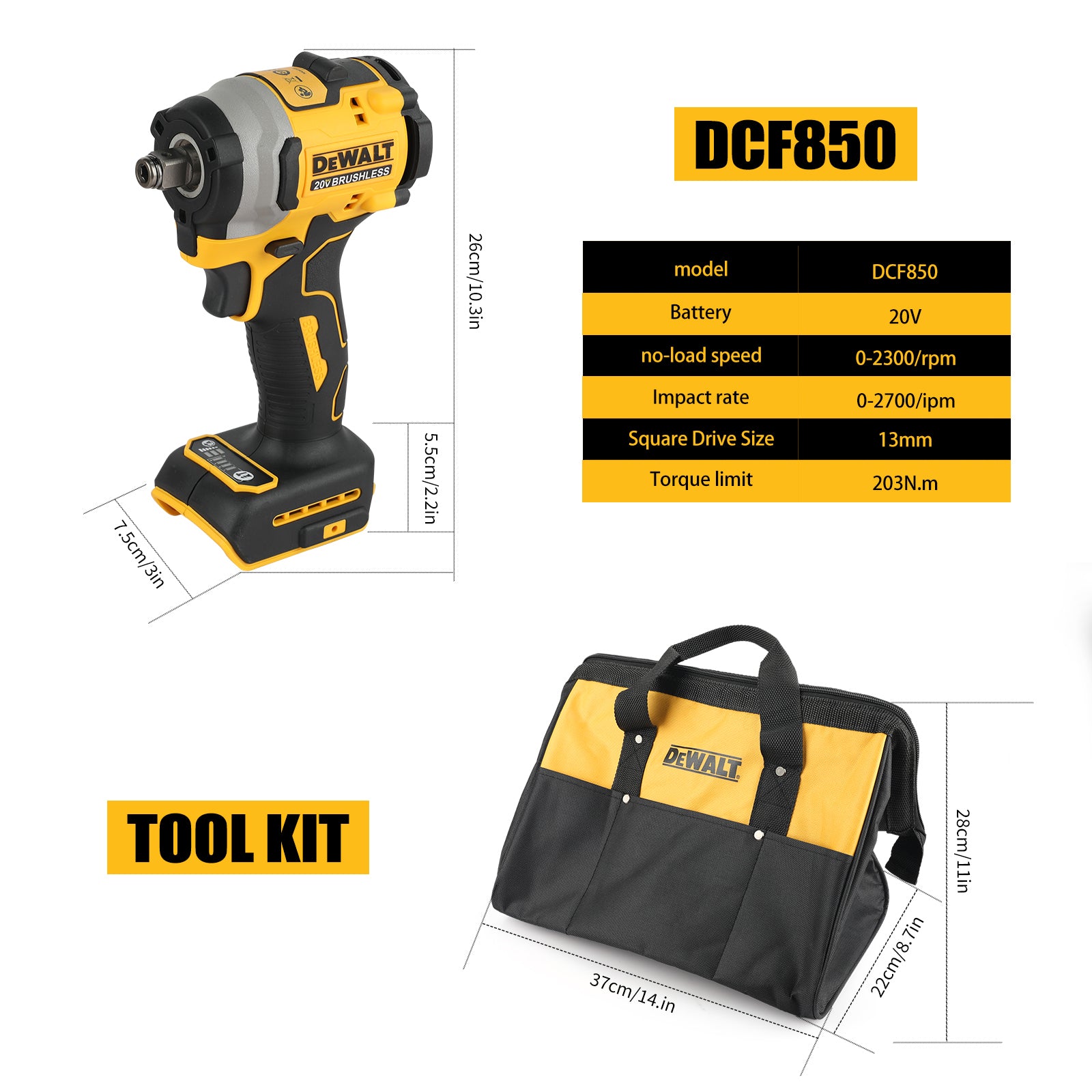DEWALT Electric Screwdriver DCF850 – Portable Brushless Impact Wrench