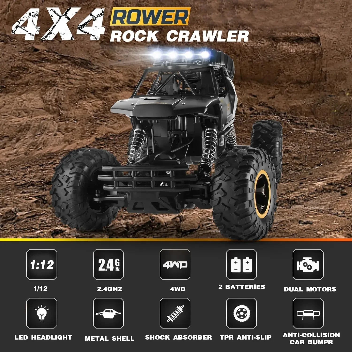 New RC Off-Road Car 4WD – 1:12 / 1:16 Scale, 37CM Remote Control Buggy